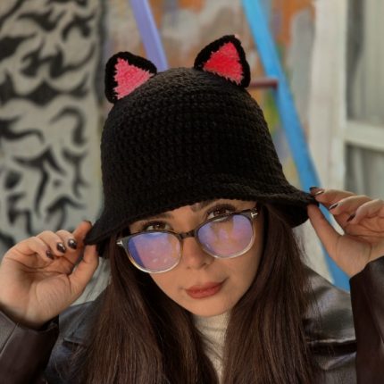 کلاه بافت پینترستی گربه ای