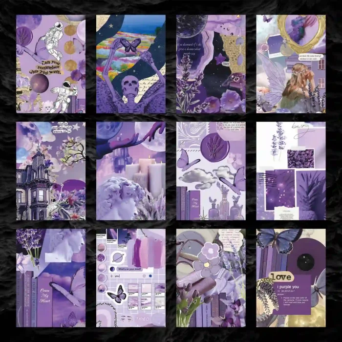 پک ۱۲ عددی پوستر وینتیج بنفش 💜