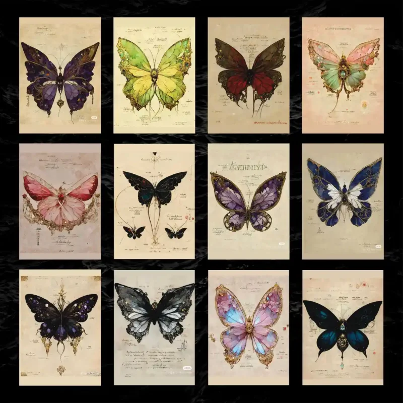 پک پوستر ۱۲ عددی پروانه وینتیج 🦋