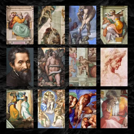 پک پوستر 12 عددی مجموعه آثار و نقاشی های میکل آنژ | Michelangelo