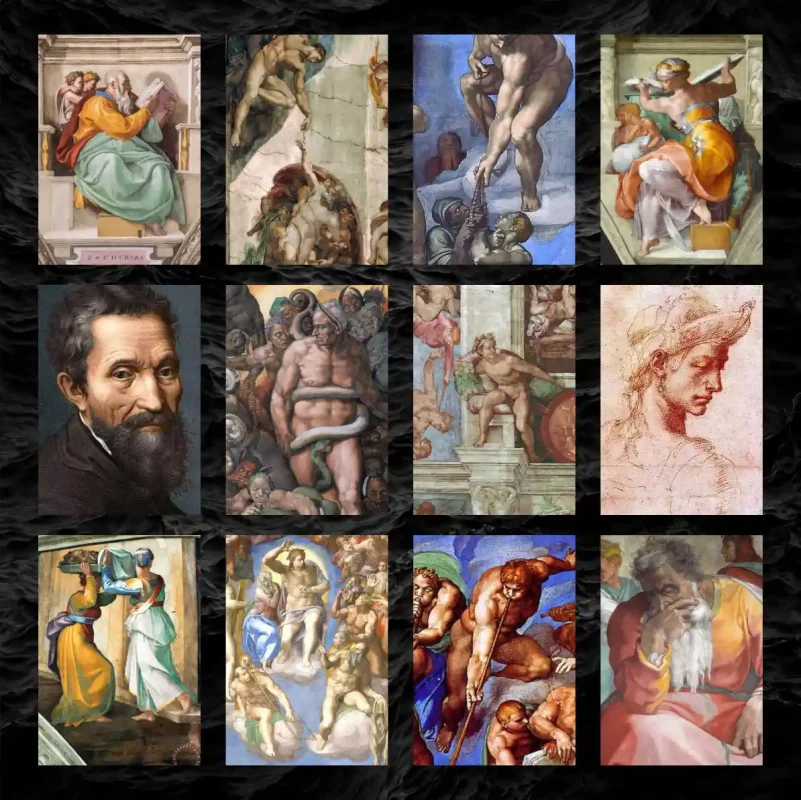 پک پوستر 12 عددی مجموعه آثار و نقاشی های میکل آنژ | Michelangelo
