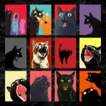 پک پوستر ۱۲ عددی گربه ترسیده | Scared Cat
