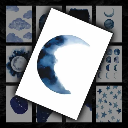 پک پوستر ۱۲ عددی مینیمال ماه آبی 🌙