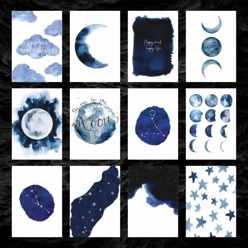 پک پوستر ۱۲ عددی مینیمال ماه آبی پک پوستر ۱۲ عددی مینیمال ماه آبی 🌙🌙