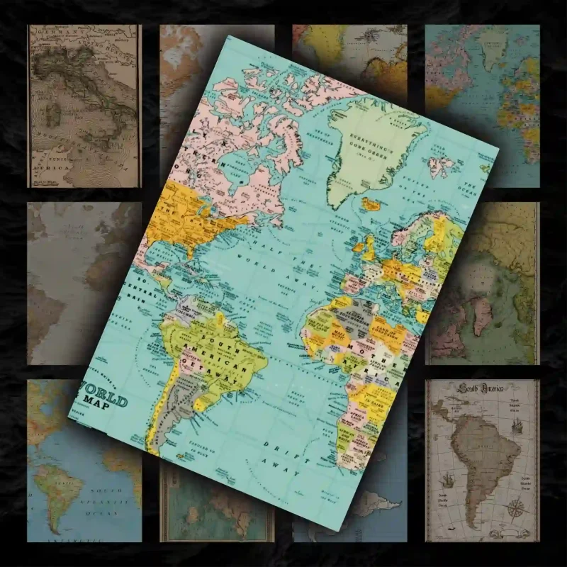 پک پوستر ۱۲ عددی نقشه دنیا | World Map