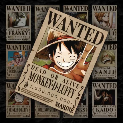 پک پوستر ۱۲ عددی تحت تعیقیب وان پیس | Wanted One piece