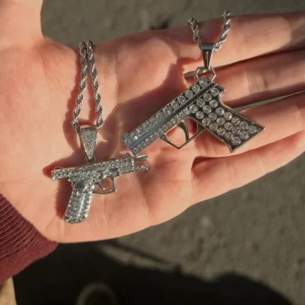 ست گردنبند تفنگ نگین‌دار 🔫✨