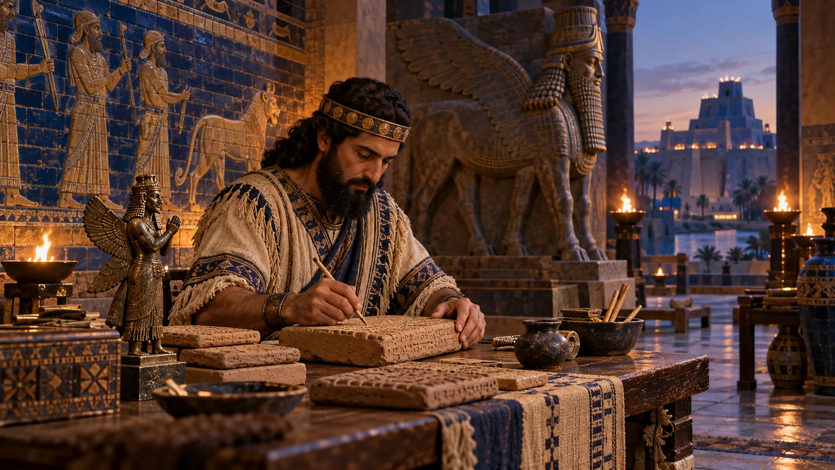بازسازی هنری کاتب میان‌رودان با لوح میخی