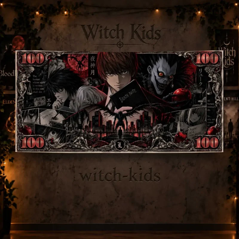 پرچم دکوراتیو انیمه دفترچه مرگ طرح دلار | Death note